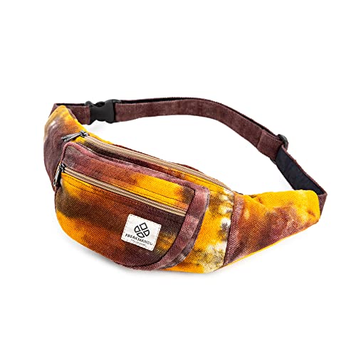 Freakmandu Cânhamo bolsa de cintura Fanny Pack estilo boêmio pacote de cintura anca bolsa para viajar caminhadas correr