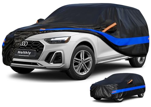 Capa de carro, Holthly de 10 camadas, respirável, a capa para carro exterior oferece proteção contra o vento, a água e os raios UV. Adequado para Audi Q5, BMW X3 e outros modelos de veículos. YL