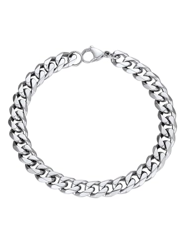 PROSTEEL Pulseira de corrente urbana de aço cirúrgico, 3,5 mm 6 mm 9 mm 12 mm de largura, 16 cm 19 cm 21 cm de comprimento, três tons opcionais (com caixa de presente)