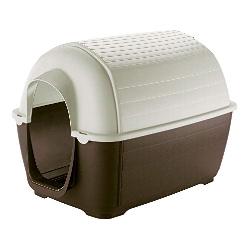 Ferplast Casa de exterior para cães Kenny 05, resina termoplástica resistente a choques e raios UV, sistema de drenagem de líquidos, grelha de ventilação, 70 x 100,6 x h 70,5 cm