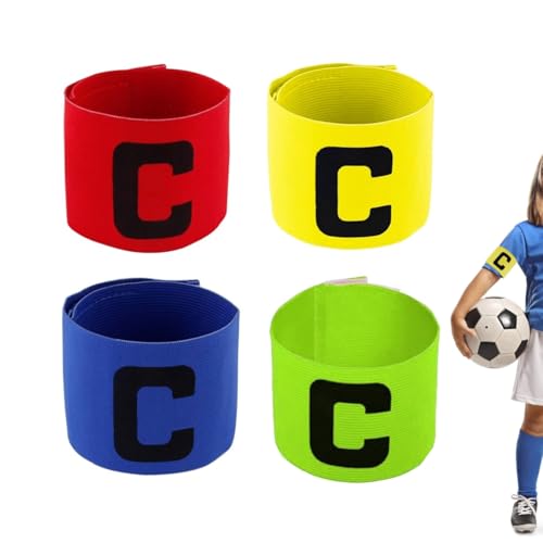 JJiaoLinin Pulseira de capitão, 4 peças braceletes de capitão de futebol, pulseira de futebol multicolorido ajustável, capitão bracelete para adultos júnior adequado para vários desportos