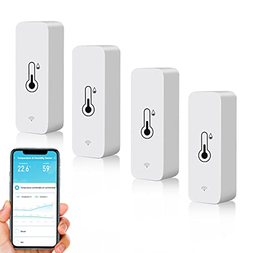 Zecamin Termómetro digital para casa, mini termómetro interior inteligente WiFi, medidor de temperatura e humidade, controlo remoto para o porão de estufa, compatível com Alexa e Google Home