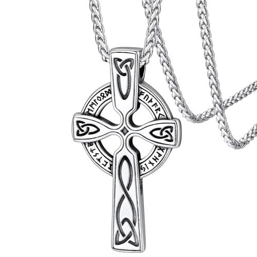 FaithHeart Colar de viking runas de aço inoxidável 316L homem mulher letras tapetes rúnicos jóias espiritual nórdico de talismã de família casais