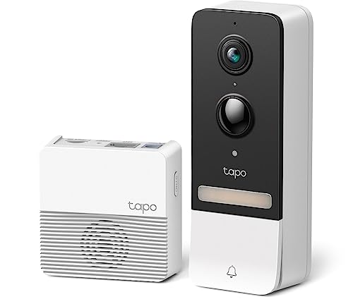 Tapo D230S1, campainha de vídeo com bateria, 2K 5MP, deteção de IA, visão noturna colorida, campo de visão amplo, bateria removível, com campainha