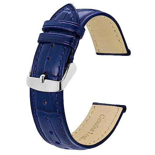 BISONSTRAP Correias de relógio, couro em relevo de crocodilo, largura da banda: 18 mm 20 mm 22 mm 24 mm