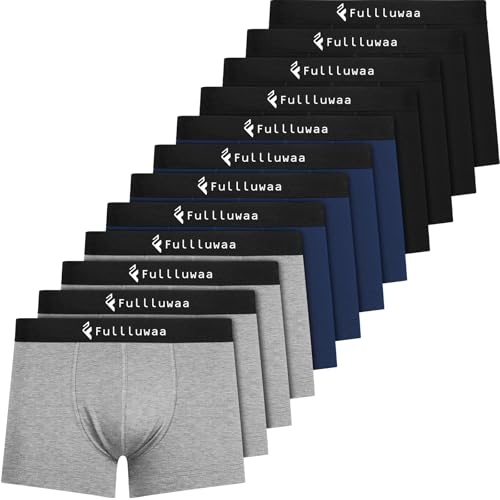 Fullluwaa Calzoncillos Bóxer para Hombre (Pack de 12), Calzoncillos Bóxer Hombre, Suaves y Cómodos, Tela Elástica de Algodón, Diseño sin Etiquetas