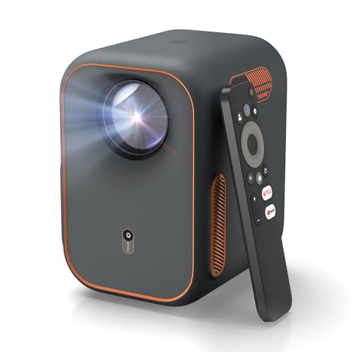 WEMAX Projetor Smart com Google TV e Netflix, mini projetor portátil WiFi/Bluetooth, 1080P Full HD compatível 4K, ecrã de 120", som Dolby áudio, projetor para cinema em casa, exteriores