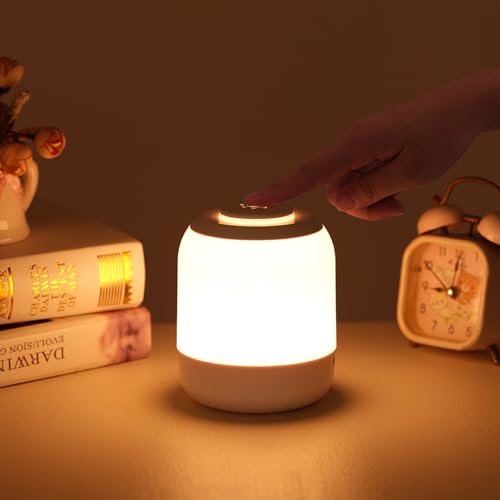 OUSIDE Candeeiro de cabeceira LED tátil recarregável, 3 temperaturas de cor regulável, luz de presença sem cabo para quarto, amamentação materna e crianças