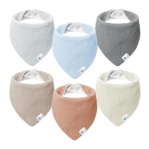 Lulu moon Babete triangular para bebé, musselina para bebé, para meninos e meninas, 6 unidades