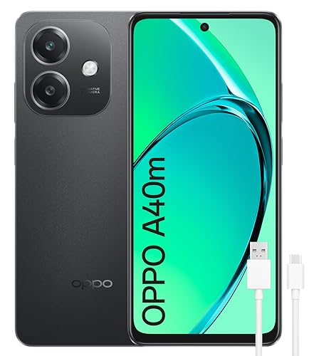 OPPO A40 m Smartphone livre, 16 GB (8 GB + 8 GB) 256 GB, ecrã HD LCD 6,7", câmara 50 + 2 8 MP, Android, bateria 5100 mAh, carregamento rápido 45 W - preto