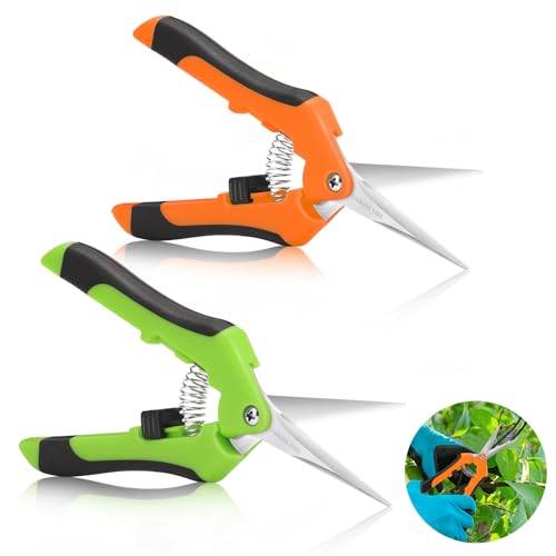Tesoura de poder, 2 peças - tesouras de poder profissionais tesouras de poda de mão com lâmina de aço inoxidável para ramos, flores, rosas, bonsai e frutas ergonómicas e fáceis de usar