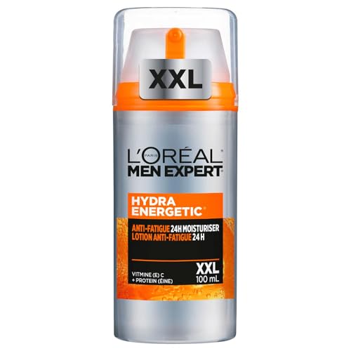 L'Oréal Men Expert Creme hidratante anti-fadiga 24h Hydra Energetic para homens, creme facial de uso diário, fornece energia, formato de 100 ml, a embalagem pode variar