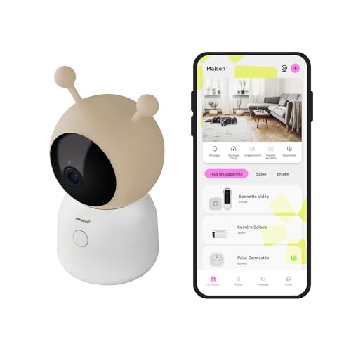 OMAJIN by Netatmo, Câmara de vigilância inteligente 2K HD, visão noturna, alerta choros, áudio bidirecional, músicas, ruído branco, luz, medidor de humidade/temperatura, SD/Cloud, controlo de