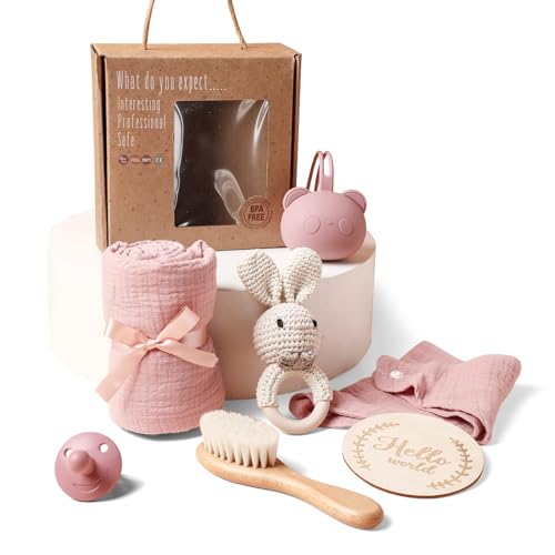 Conjunto de presentes para bebé, presente recém-nascido para menino Set o nascimento festa bebé recém-nascido presente brinquedos (conjunto rosa, Ohne Name)