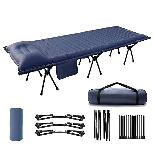 Camas de campismo portátil ultraleve resistente colchão insuflável com suporte de alumínio cama impermeável para acampamentos jardim escritório viagens ao ar livre campismo cama suporte até 160 kg