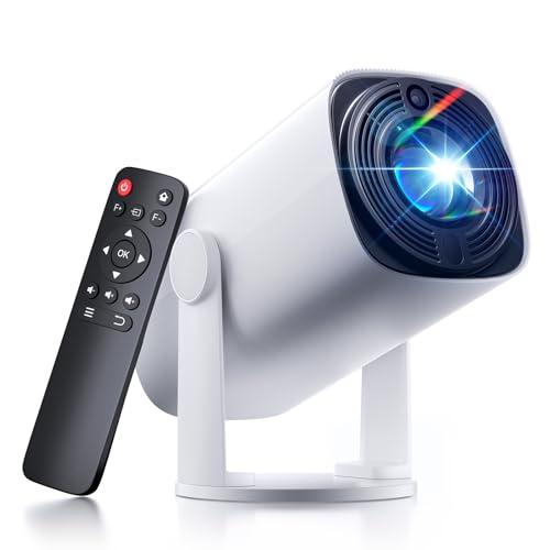 SOOMFON Mini projetor portátil 1080P porta-chás - projetor para telemóvel 270° rotação Bluetooth5.1 automático Keystone foco elétrico para HDMI/TV Stick/telefone/Laptop/iPad