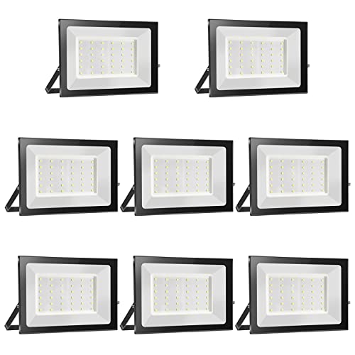 loyal 8 Pack Foco LED para exterior, 30 W, alto brilho 3000 LM projetor LED exterior iluminação 3000 K branco caldo, luz de segurança impermeável IP65, candeeiro LED parede teto para jardim, garagem