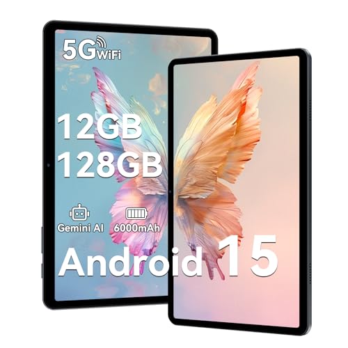 TABWEE Tablet Android 15-10 polegadas tablets baratos mais vendidos 12 GB RAM+ 128 GB ROM (2TB TF), 5G WiFi Tablet Gaming, 6000 mAh, Gemini AI, câmara dupla, controlo parental, GPS, Face ID, BT5. 0