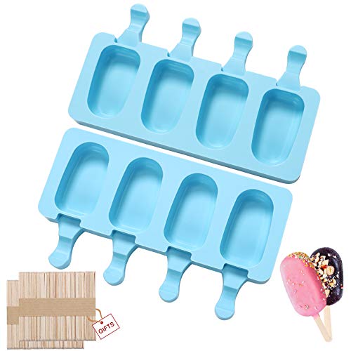 Moldes de gelado silicone com bastão, mini polo empilhável, moldes de silicone, 8 Cavity conjunto de moldes para pólo, moldes palhetas para crianças adultos, sobremesa, chocolate, bricolagem, com 100