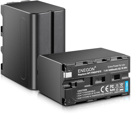 ENEGON 2 baterias recarregáveis de iões de lítio NP-F970 8400 mAh para Sony NP-F980 NP-F970 NP-F960 NP-F950 NP-F930 NP-F770 NP-F750 NP-F55 NP-F50 0