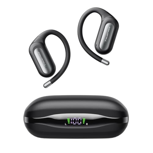 truefree DS1 Auriculares sem fios, auriculares abertos Bluetooth 6.0, som espacial, 4 microfones para chamadas, reprodução 40H, carregamento rápido, conexão multiponto, resistente à água IPX5
