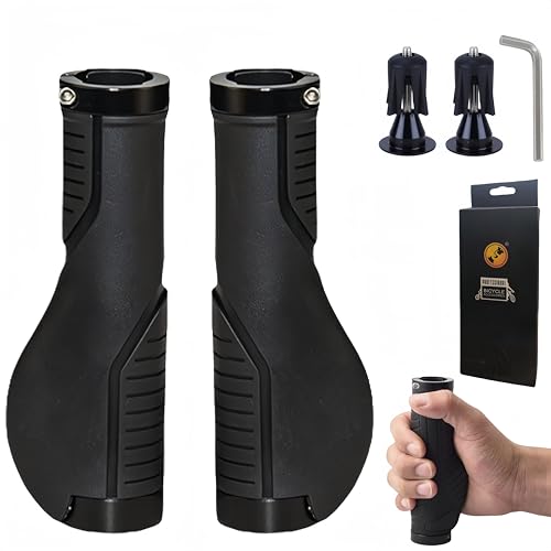 LEXICANMHS Punhos de bicicleta antiderrapantes, ergonómicos, para guiador de montanha 22,2 mm, com extremidades de liga de alumínio