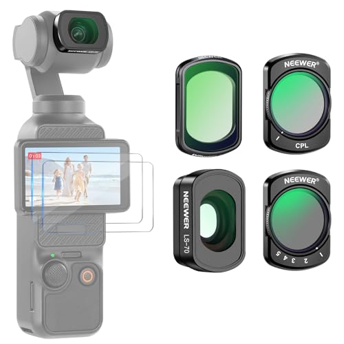 NEEWER Conjunto de filtro ND magnético compatível com dji Osmo Pocket 3 Creator Combo acessórios, ND2-32 variável Black Diffusion 1/4 CPL lente grande angular 0,72x, vidro ótico HD 2 protetores de