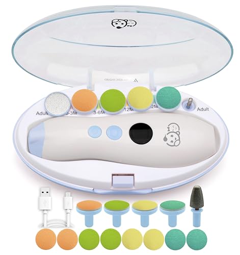 Royal Angels Corta-unhas recarregável para bebés, 22 em 1, 13 substituições adicionais, kit de unhas para bebés, corta-unhas, unhas para os dedos dos pés de crianças recém-nascidas (recarregável