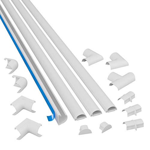 D-Line 3015KIT002 Canaletes adesivos de PVC para cabos, multipack de 4 peças pequenas, coloridas, com 30 x 15 mm, 1 m de comprimento, para organizar cabos em casa