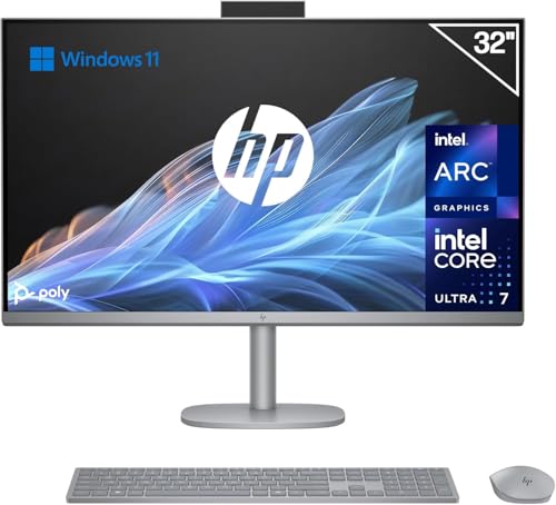 HP OmniStudio X All-in-One 32 UHD 4K (processador Intel 7 258V, 32 GB RAM, 1TB SSD, Windows 11), teclado QWERTY espanhol - prateado