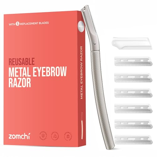 ZOMCHI Lâmina facial mulher - ilhós para sobrancelhas e ferramenta facial dermaplaning - com 6 lâminas - prata
