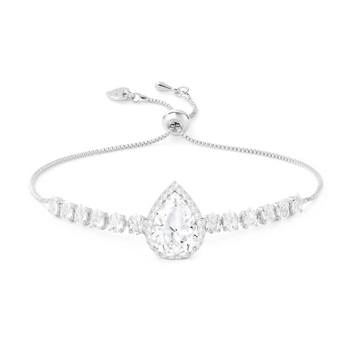Linawe Pulseira feminina com pedras preciosas e diamantes de imitação, pulseira de cristal, pulseira de ténis, disponível em tons de ouro de 14 quilates, ouro rosa e prata