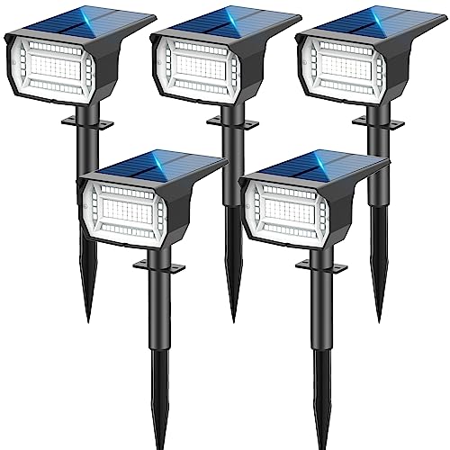 LOTMOS [72 LED/5 peças luzes solares LED exterior jardim impermeável IP67 holofotes LED exteriores solares lâmpada de luz solar exterior para pátio, caminhos, terraço, calçado, piscina, relva, trilho,