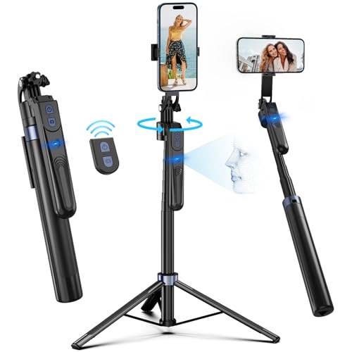 Tripé automático para telemóvel de rastreamento de rosto, 180 cm tripé de vara selfie de rotação 360 para iPhone e telefones Android, bastão selfie tripé para telemóvel para vídeo/vivo