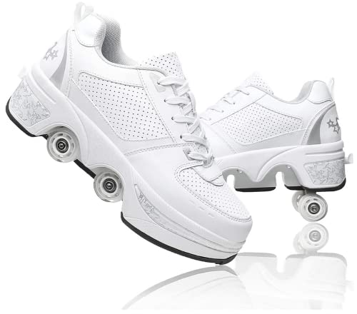 Sapatos com rodas para crianças e mulheres - patins de skate, sapatilhas desportivas de patinagem e corrida