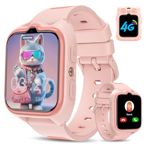 IOWODO Relógio inteligente criança 4G, Smartwatch crianças com GPS e chamadas, videochamadas/SOS / lanterna LED/modo de classe/jogos/câmera, IP68 impermeável, presente e brinquedo para crianças de 4