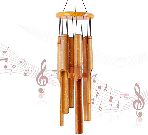 RDUTUOK Campainhas de vento de madeira comemorativas de bambu, tamanho grande, para interiores e exteriores, 32 polegadas, para jardim, pátio, decoração de casa