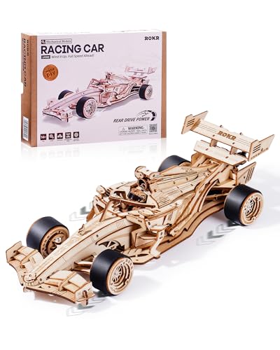 ROKR Puzzle 3D Carro de corrida casacos para construir adultos crianças, modelos de engrenagens mecânicas presentes feitos à mão homens mulheres, Carr, LK505