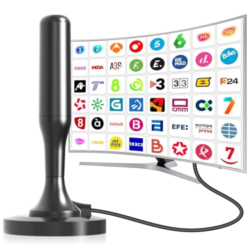 Antena de TV interna, antena de TV digital inteligente HD, suporte 4K, 108P antena com canais locais, pode receber sinais DVB-T2 DVB-T