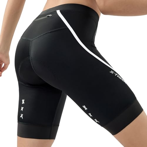 X-TIGER Culotte Ciclismo mulher acolchoado calções com bolsos MTB bicicleta calções secagem rápida respirável