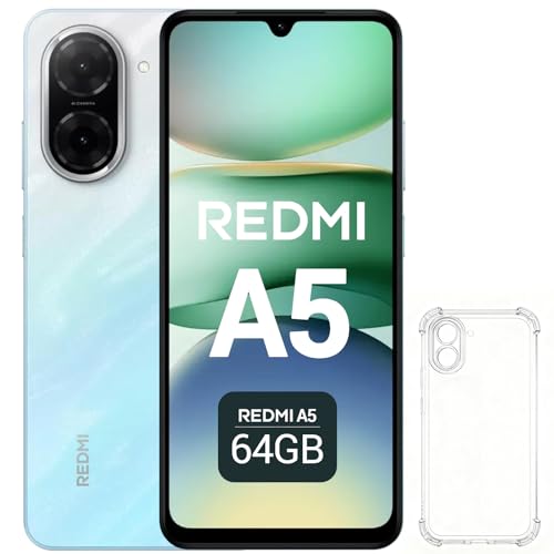XIAOMI Redmi A5 Smartphone 3+64GB 4G, Ecrã 6,88" de 120Hz, câmara dupla IA 32MP, bateria 5200 mAh, leitor lateral de impressões digitais, processador Octa-Core (azul, com capa)