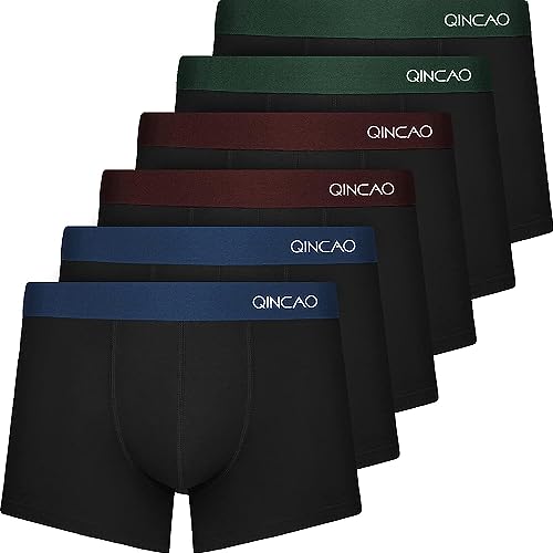 QINCAO Cuecas tipo boxers para homem, embalagem de 6 unidades, não arranham a pele, roupa interior de algodão (tamanho S-4XL)