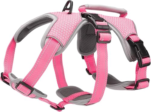 BELPRO Arnês de apoio multiusos para cães, à prova de escape, colete refletor ajustável com pega durável, arnês para cães grandes e ativos (rosa, XL)
