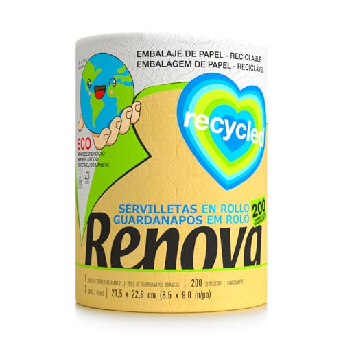 Renova Rolos de cozinha Recycled Gigarolo ecológico | 1 gigarrolo equivalente a 10 rolos de cozinha, papel reciclado e certificado Ecolabel