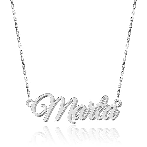 UMAGICBOX Colar personalizado com nome | Escolha entre 14 estilos de fonte | pendente personalizado de aço inoxidável banhado a ouro de 18 K e prata de lei | presente para ela