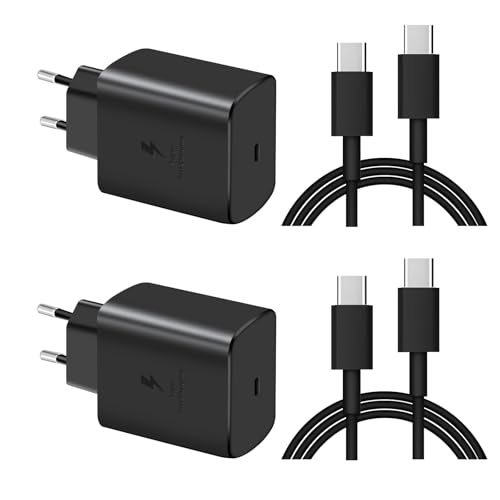 Pacote de 2 carregadores rápidos USB C de 45 W para parede, compatível com Samsung Galaxy S24 Ultra/S24/S24 +/S23/S23 +/S22 +/S22 +/S22 Ultra, Note 20/10/9/8/A73/A533353. 52 (A) S10, inclui cabo de