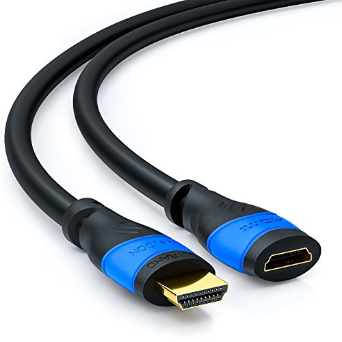 deleyCON 0,5 m Cabo de extensão HDMI - compatível com HDMI 2.0a/b/1.4a - UHD 4K HDR 3D 1080p 2160p ARC - preto