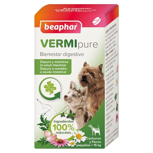 Beaphar VERMIpure Comprimidos naturais cães pequenos <15 kg e cachorros, 50 comprimidos