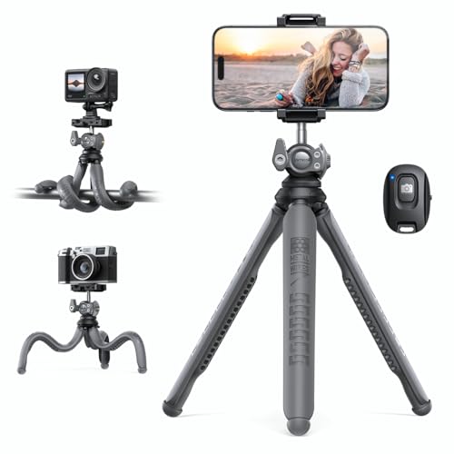 Lamicall Tripé para telemóvel - [3 em 1] mini tripé móvel portátil com controlo remoto sem fio, 360 ° rotação, bastão Selfie, tripé flexível com parafuso de 1/4 polegadas para iPhone/Android, para