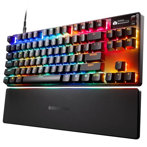 SteelSeries Apex Pro TKL Gen 3 - Teclado mecânico Gaming, HyperMagnetic interruptores OmniPoint 3.0, acionamento ajustável, Rapid Trigger, predefinições - Rapid Tap - RGB - OLED - US QWERTY